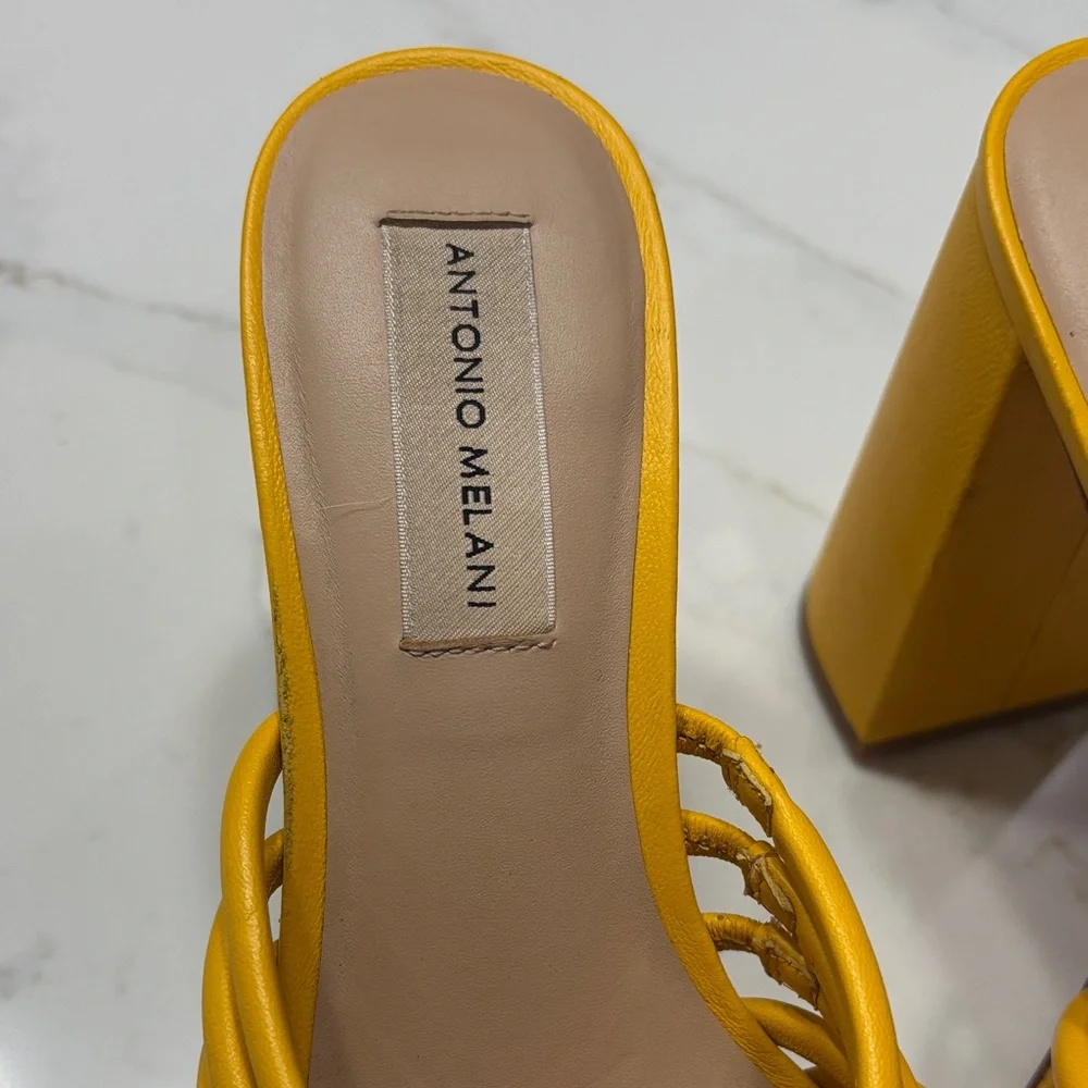 ANTONIO MELANI Yellow Multi-Strap Platform Mules